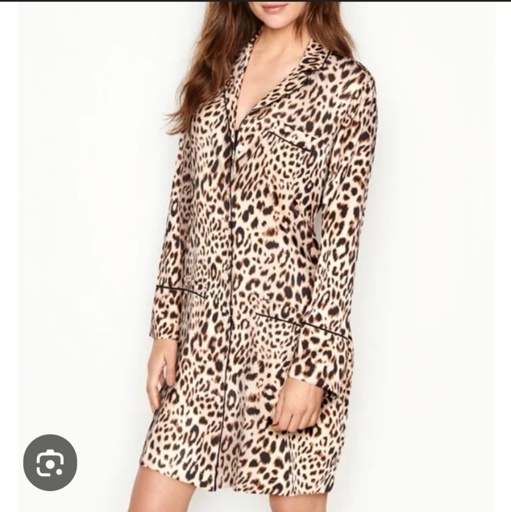 Victoria's Secret Leopard Print Satin Sleep Shirt NWT